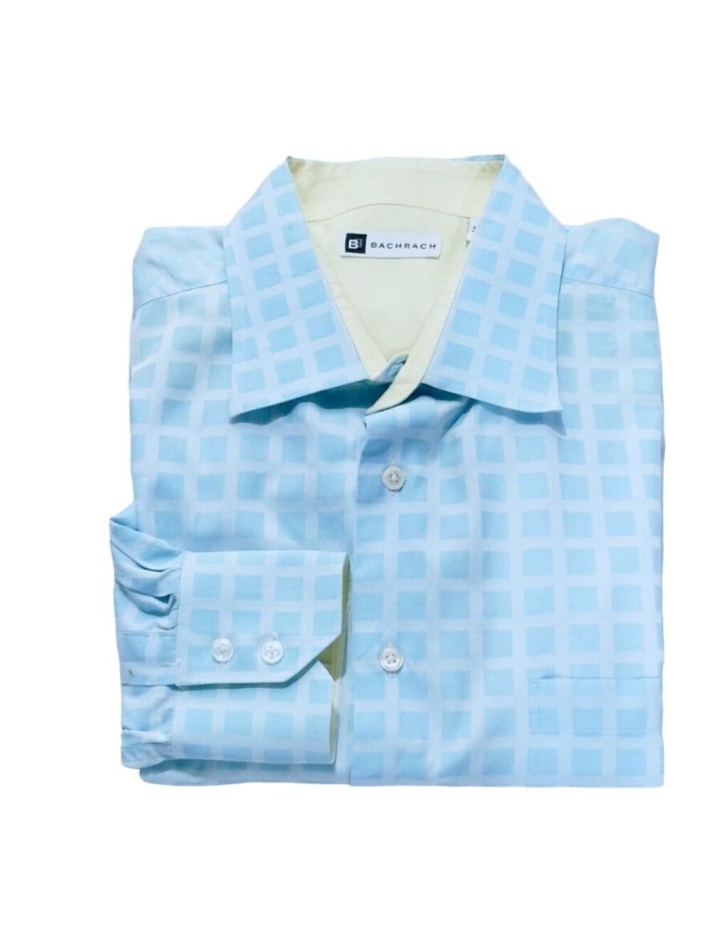 Bachrach Men's XL Light Blue Checkered Long Sleeve Button-Up Shirt - Picture 8 of 8